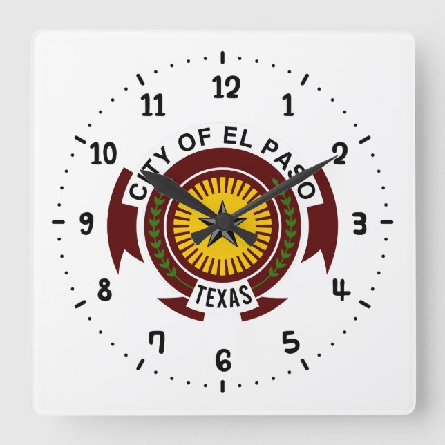 Emblème de la ville d'El Paso, Texas Carré Horloge (Recto)