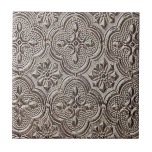 Emboss Style Silver Grey Medallion Tile