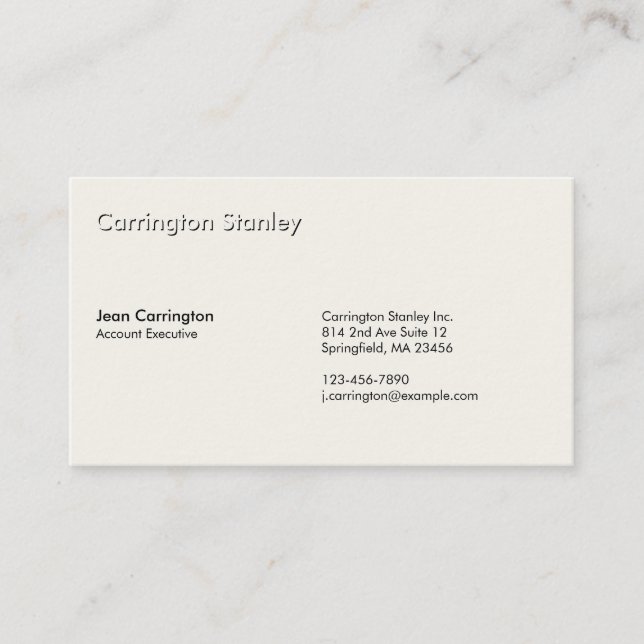Embossed Account Executive Ivory Business Card (Front)