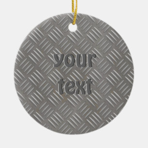 Embossed Aluminum Metal Look Custom Ceramic Ornament