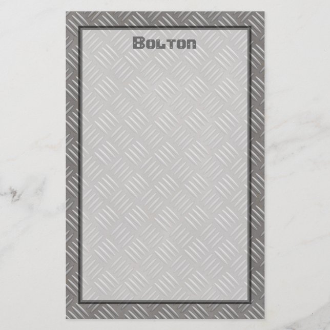 Embossed Aluminum Metal Look Custom Stationery (Front)