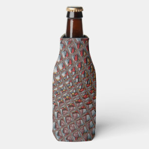 Embossed Ash Grey Maroon Chequered: A Modern Art Bottle Cooler