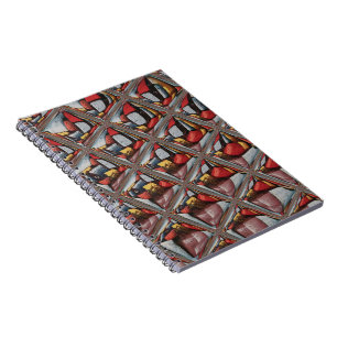 Embossed Ash Grey Maroon Chequered: A Modern Art Notebook