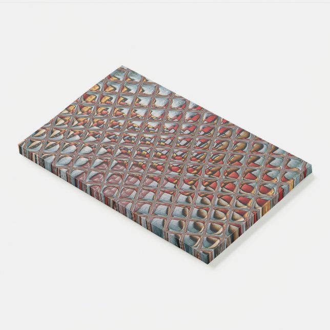 Embossed Ash Grey Maroon Chequered: A Modern Art Post-it Notes (Angled)