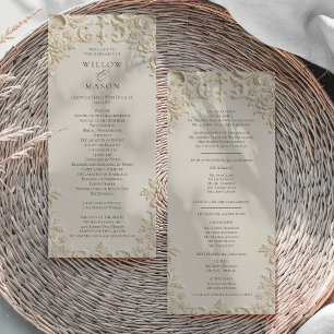 Embossed Baroque Ivory Wedding Program