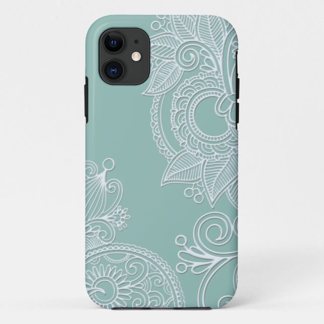 Embossed Boho Teal Paisley Case-Mate iPhone Case (Back)