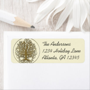 Embossed Brown Circle Swirl Tree  Labels