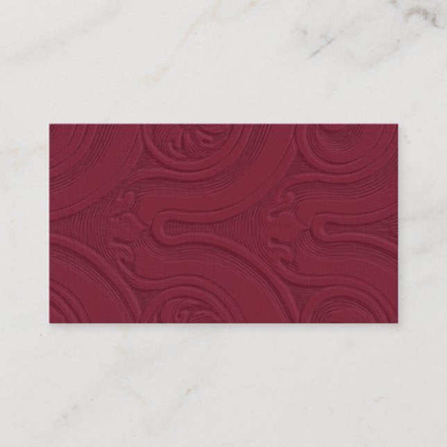 Embossed Burgundy Background Business Card (Front)