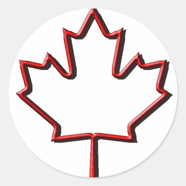 Embossed Canadian Maple Leaf Classic Round Sticker (Front)