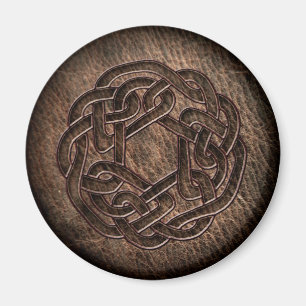 Embossed celtic ornament on leather magnet