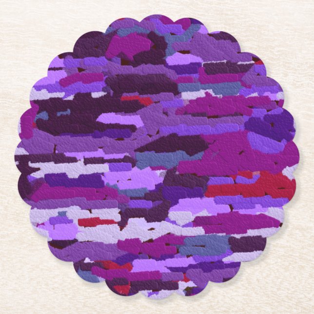 Embossed Chalk Shades of Purple and Red Paper Coaster (Front)