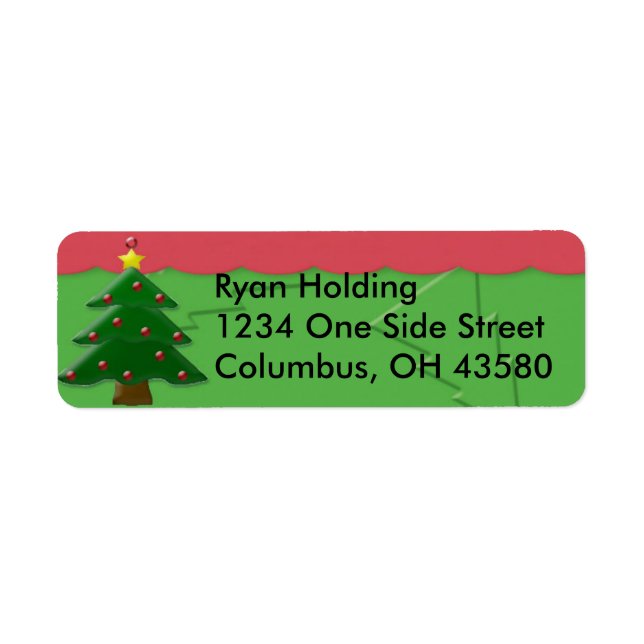 Embossed Christmas Tree Return Address Labels, ... (Front)