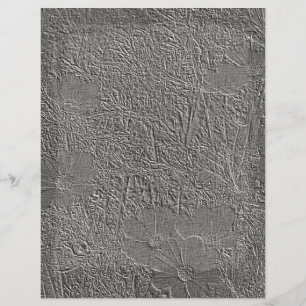 Embossed Daisies Grey Floral Scrapbook Paper