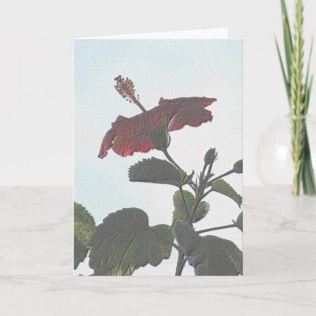 Embossed Dark Hibiscus Card (Front)