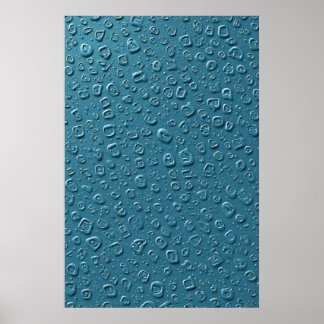 Embossed Digital Droplets on Blue Surface Poster