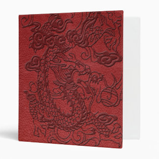 Embossed Dragon On red leather print Binder