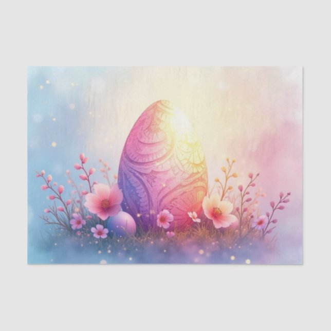 Embossed Easter Egg with Cherry Blossoms Decoupage Tissue Paper (Front)