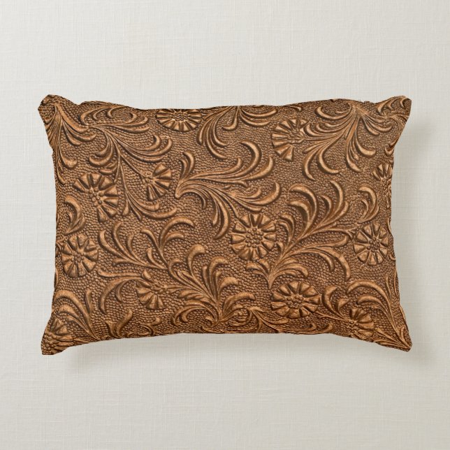 embossed floral panel, copper accent pillow (Front)