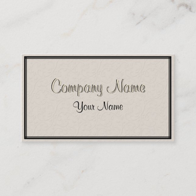 Embossed Floral Tan with Border Business Card (Front)
