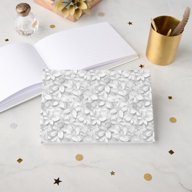 Embossed Floral Wedding Guest Book (Front Open)