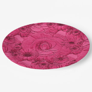 Embossed Flowers-Berry-PAPER PLATES