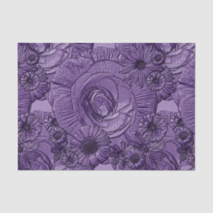 Embossed Flowers-Dark Purple-Tissue Wrapping Tissue Paper