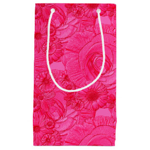 Embossed Flowers-Hot Pink-GIFT BAG S
