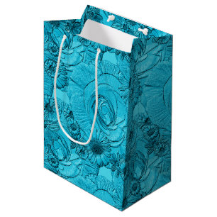Embossed Flowers-Light Blue-GIFT BAG M