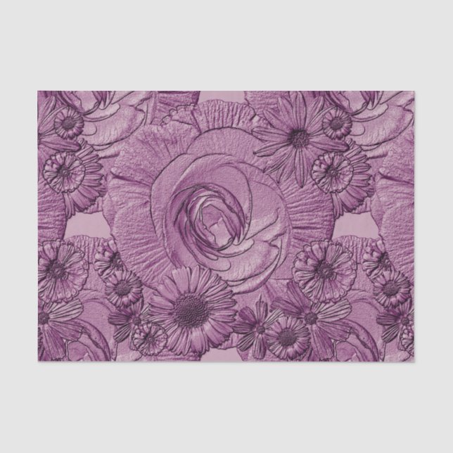 Embossed Flowers-Lt Purple-Tissue Wrapping Tissue Paper (Front)