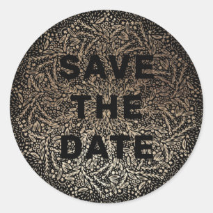 Embossed   Formal Elegant Winter Black Gold Foil Classic Round Sticker