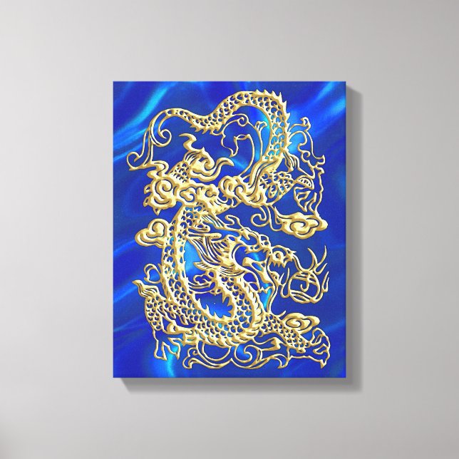 Embossed Gold Dragon Canvas Print (Front)