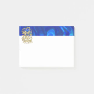 Embossed Gold Dragon on Blue Satin Print Post-it Notes