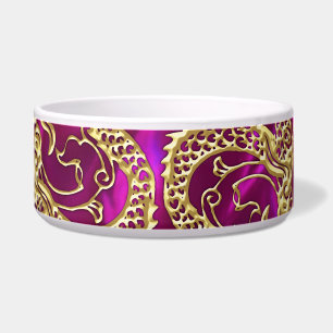 Embossed Gold Dragon on Magenta Satin Print