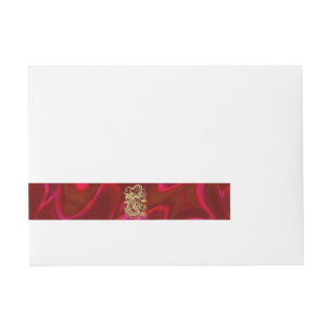Embossed Gold Dragon on Red Satin Print Wraparound Address Label