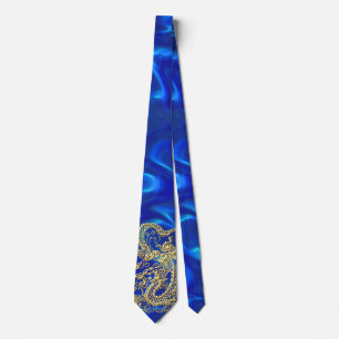 Embossed Gold Dragon Tie