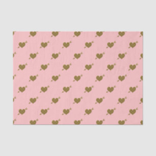 Embossed Gold Hearts-Lt PINK TISSUE WRAPPING PAPER