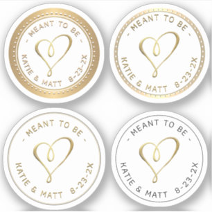 Embossed Gold Hearts Meant to Be Wedding Sampler  