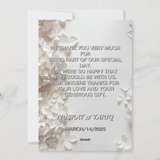 Embossed Grey Floral Texture Thank You Wedding Invitation
