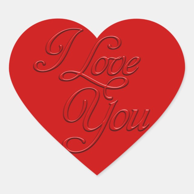 Embossed I Love You Heart Sticker (Front)