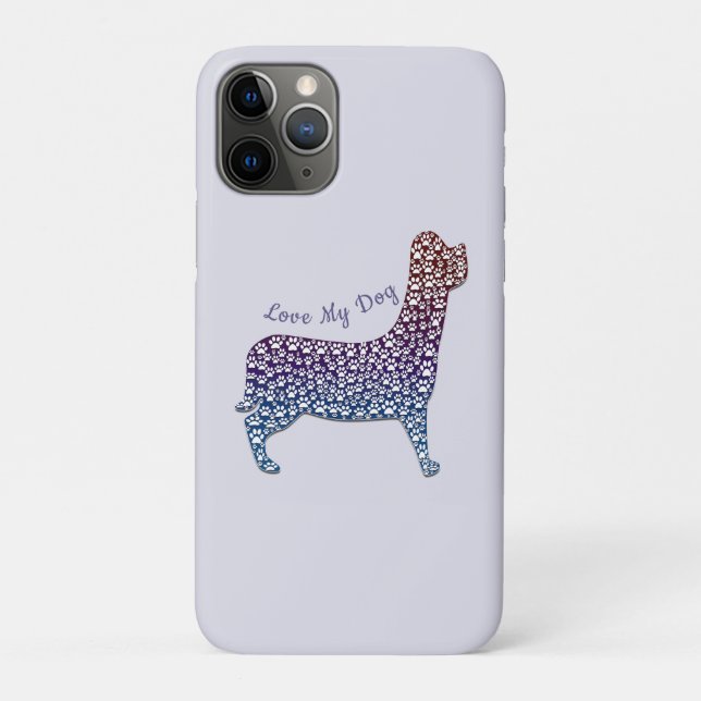 Embossed Indigo Gradient Paw Print Dog Outline Case-Mate iPhone Case (Back)
