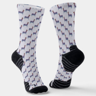 Embossed Indigo Gradient Paw Print Dog Outline Socks