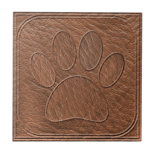 Embossed Leather Dog Paw Print Tile