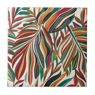 Embossed leaves in vibrant colors tile