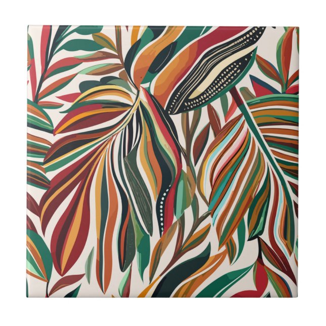 Embossed leaves in vibrant colors tile (Front)