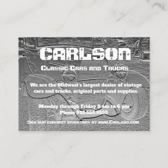 Embossed Look Classic Car Business Card (Front)