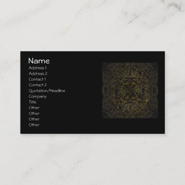 Embossed Look Gold on Black Floral Business Card (Front)