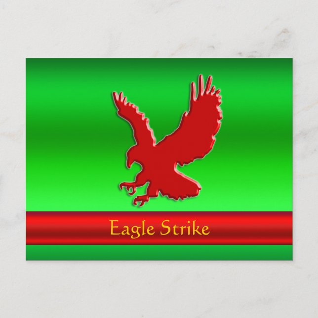 Embossed-look Red Eagle on green metallic-effect Postcard (Front)