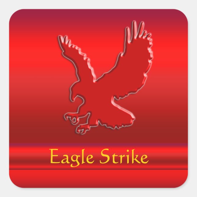 Embossed-look Red Eagle on red metallic-effect Square Sticker (Front)