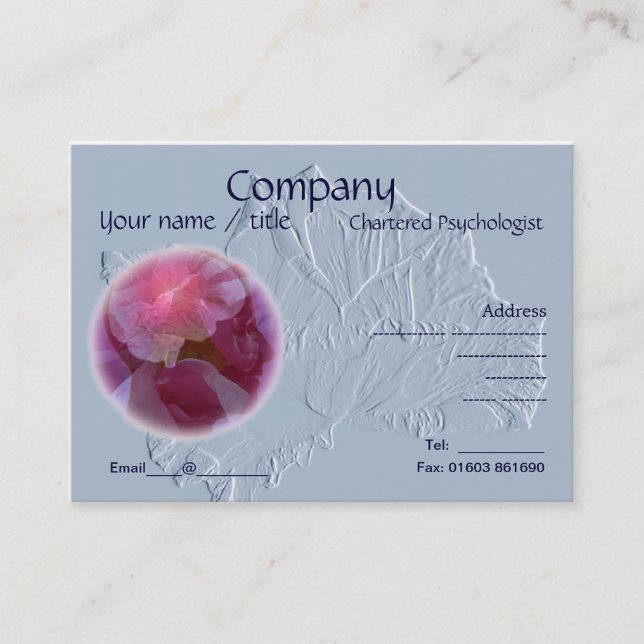 Embossed look rose business card (Front)