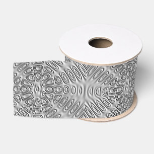 Embossed Look Silver Grey Metal Sand Flower Grosgrain Ribbon